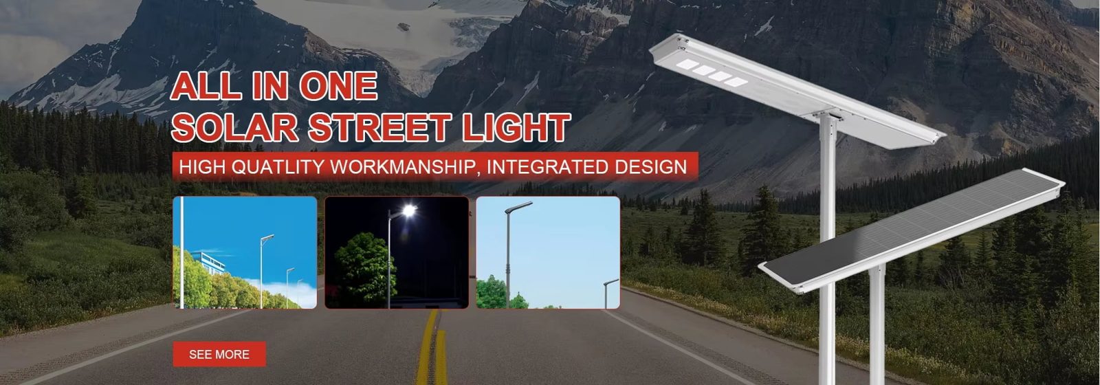 BSW all-in-one solar street light series installed on road
